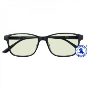 Blue light reading glasses with a black frame and anti blue light filter lenses