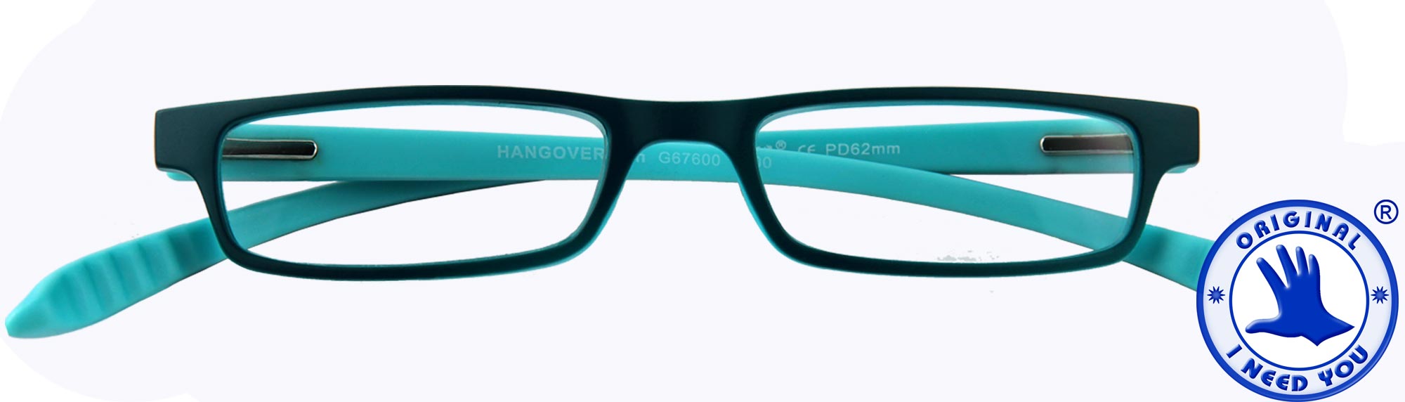 HANGOVER_Fun_G67600_blue-aqua_front hangover fun reading glasses blue aqua hang from your neck. Temples 165mm